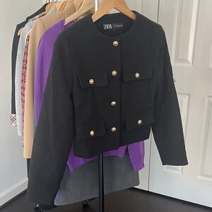 Zara Black Jacket with Gold Buttons